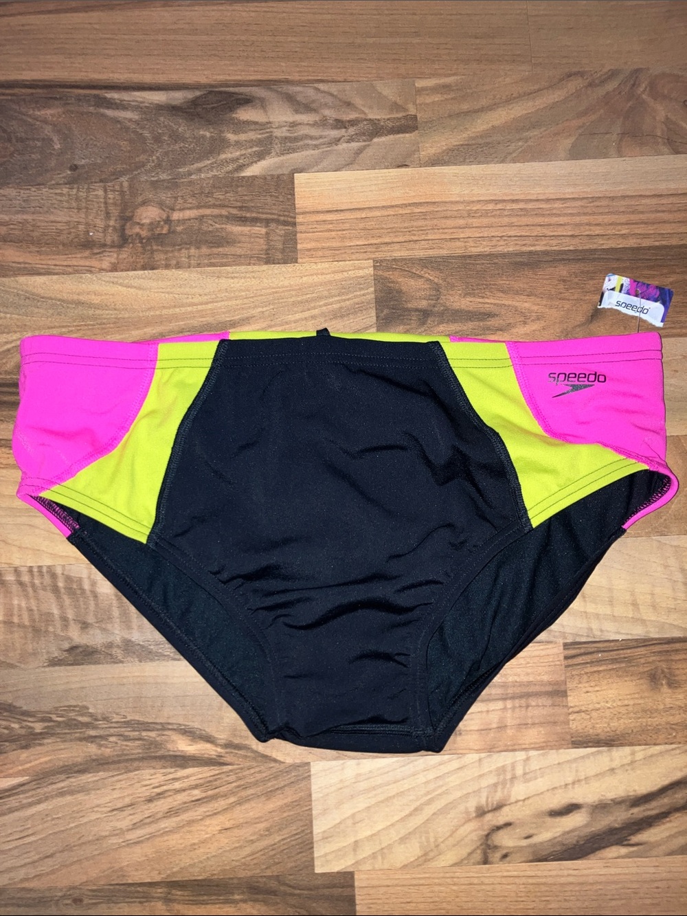 Speedo men’s black color block swim brief bottoms, SZ 38 new